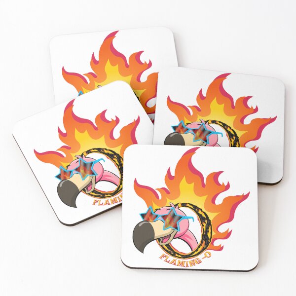 Item preview, Pink flamingo pokes head through a flaming O! designed and sold by JRDoesDesign-82.