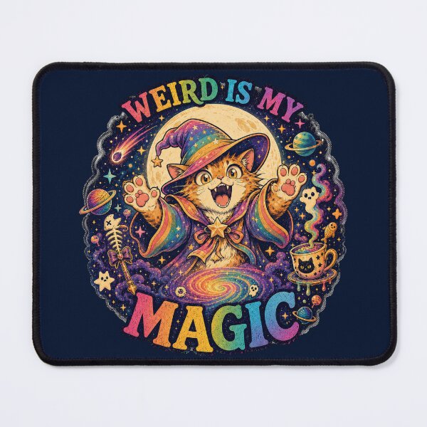 Item preview, Weird Is My Magic Rainbow Wizard Cat designed and sold by StillWildink.