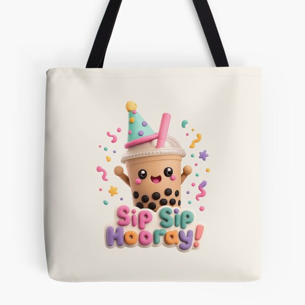 Item preview, Cute Bubble Tea Party - Sip Sip Hooray | Kawaii 3D Boba Party Art designed and sold by Moons Studio.