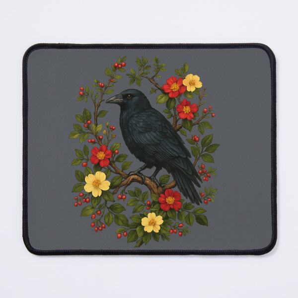 Item preview, Black Crow with Floral Oval Frame designed and sold by Artdrop62.