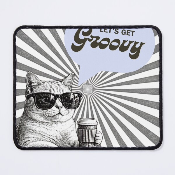 Item preview, Let’s get Groovy kitty B&W designed and sold by Bluebird Crafted Tee.