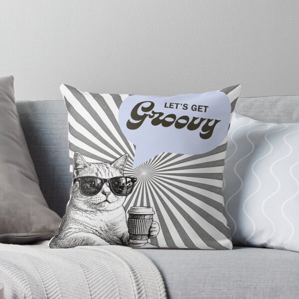 Item preview, Let’s get Groovy kitty B&W designed and sold by Bluebird Crafted Tee.