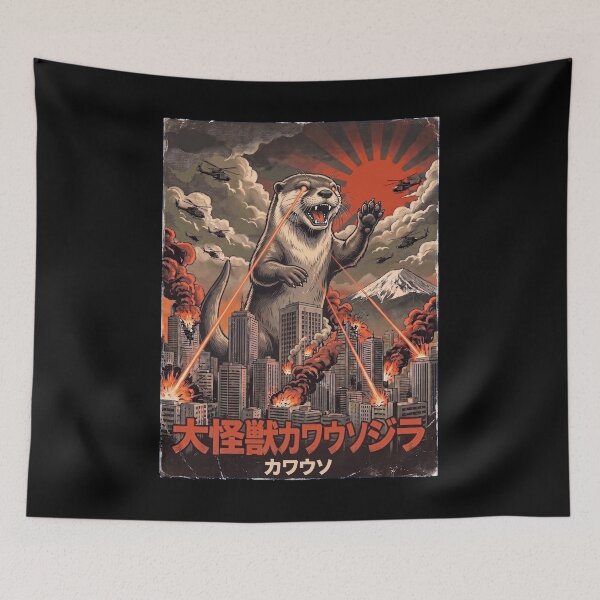 Item preview, Otterzilla Japanese Fuji Art Animal Otter Lover designed and sold by DoodleTortle.