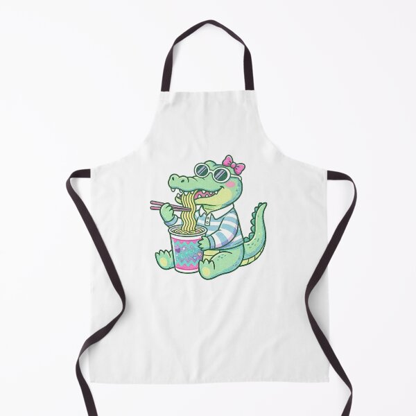 Item preview, Cute Crocodile Eating Ramen Preppy Pink Style designed and sold by Yellowriversss.