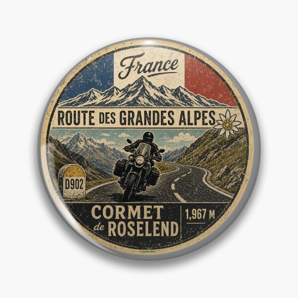 Item preview, Cormet de Roselend, France Route des Grandes Alpes Motorcycle TShirt & Sticker 04 designed and sold by OuterShellUK.