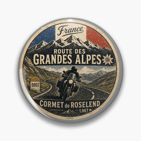 Item preview, Cormet de Roselend, France Route des Grandes Alpes Motorcycle TShirt & Sticker 05 designed and sold by OuterShellUK.