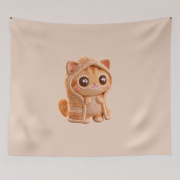 Item preview, Cute Embroidered Kitty in Hoodie designed and sold by MegaNovaArt.