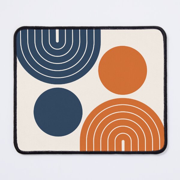Item preview, Mid Century Modern Geometric Rainbow Arch Navy Blue and Terracotta Orange designed and sold by nineFlorals.