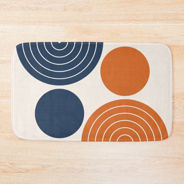Item preview, Mid Century Modern Geometric Rainbow Arch Navy Blue and Terracotta Orange designed and sold by nineFlorals.