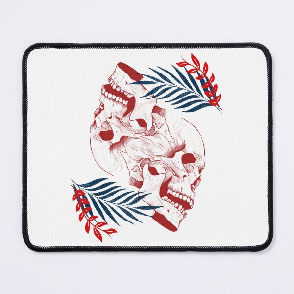 Item preview, Two simetric skulls with nature elements red and blue designed and sold by ArtedeSer.