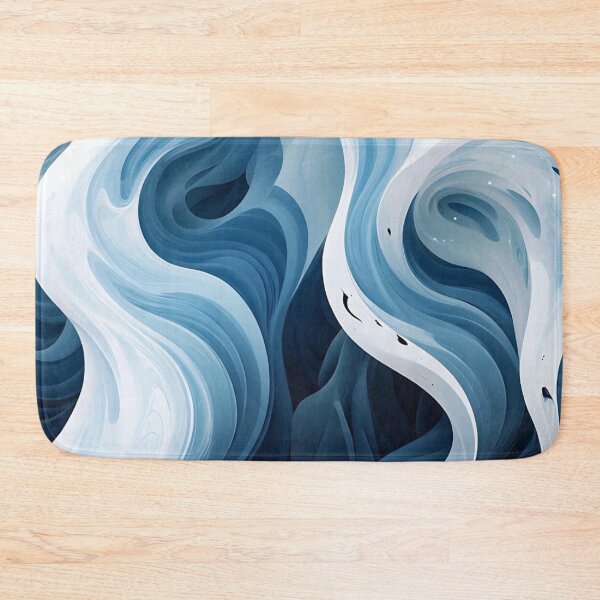 Item preview, Deep Navy and White Fluid Ocean Waves Abstract Abstract Art designed and sold by LYAN-STORE.