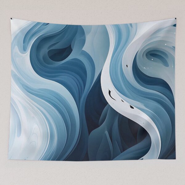 Item preview, Deep Navy and White Fluid Ocean Waves Abstract Abstract Art designed and sold by LYAN-STORE.