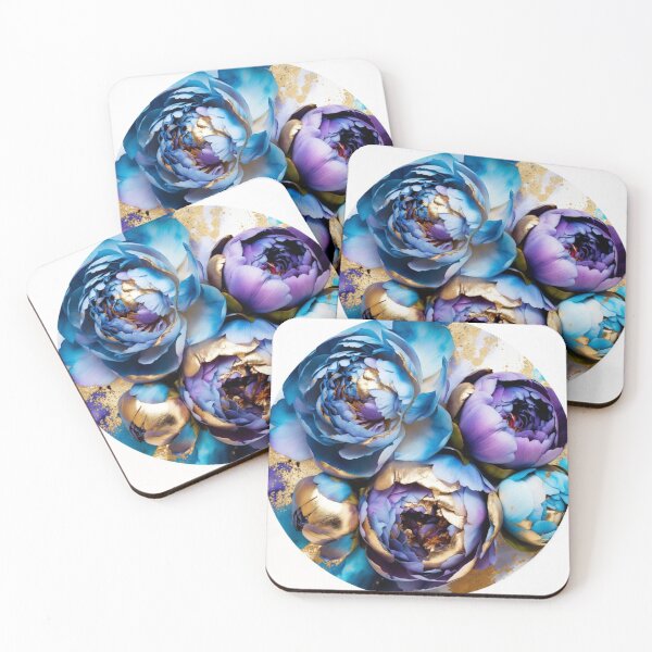 Item preview, Blue & Lavender Peony Circle | Luxury Floral Botanical Design designed and sold by GalleryPeak.