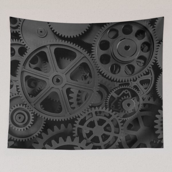 Item preview, Dark Matte Black Industrial Gears and Mechanical Cogs Pattern designed and sold by LYAN-STORE.