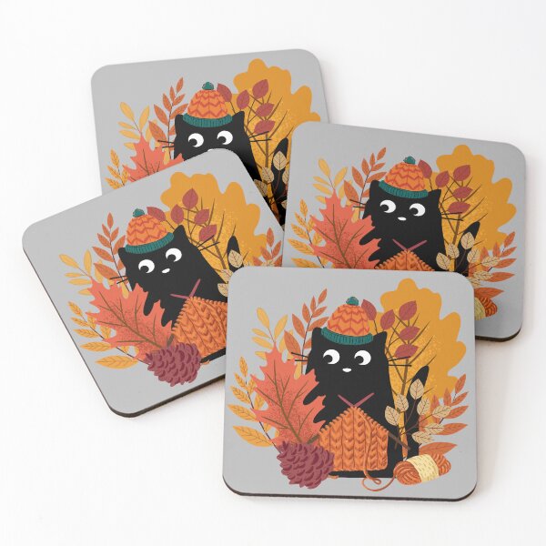 Item preview, Fall leaves cat knitting designed and sold by InkRiot Studios.