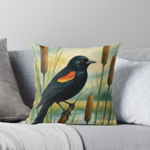 Item preview, Red Winged Blackbird Watercolor Wildlife Bird Art designed and sold by MaverlyShop.