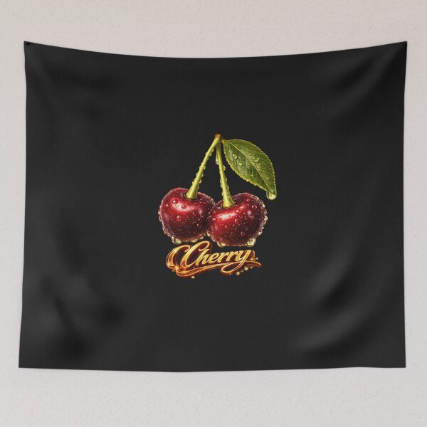 Item preview, Cherry Glow – Realistic Wet Cherries Typography Design designed and sold by Les-Ink-Studio.