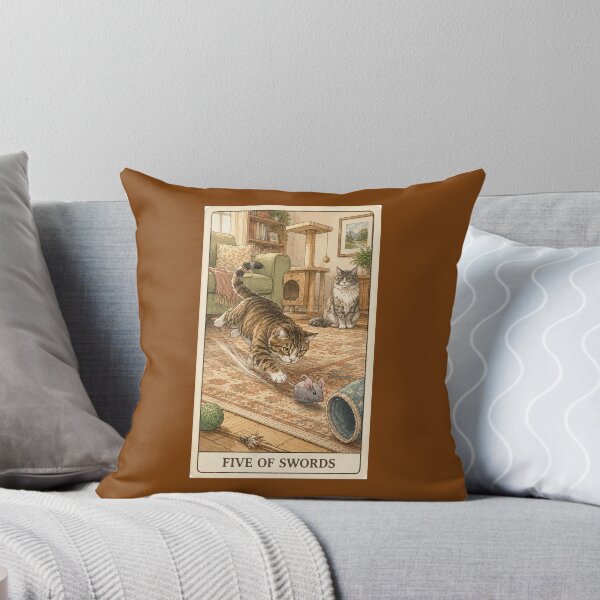 Item preview, Five of Swords Cat Tarot - Funny Tabby Toy Mouse Thief Art designed and sold by Akros-.