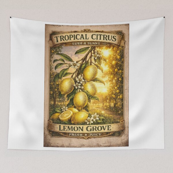 Item preview, Vintage Lemon Grove Sunset Poster designed and sold by Les-Ink-Studio.
