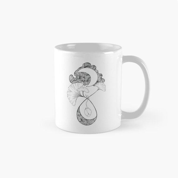 Item preview, Surrealist drawing with moon, ginko leaves, a flower and lines designed and sold by ArtedeSer.