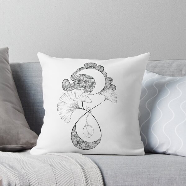 Item preview, Surrealist drawing with moon, ginko leaves, a flower and lines designed and sold by ArtedeSer.