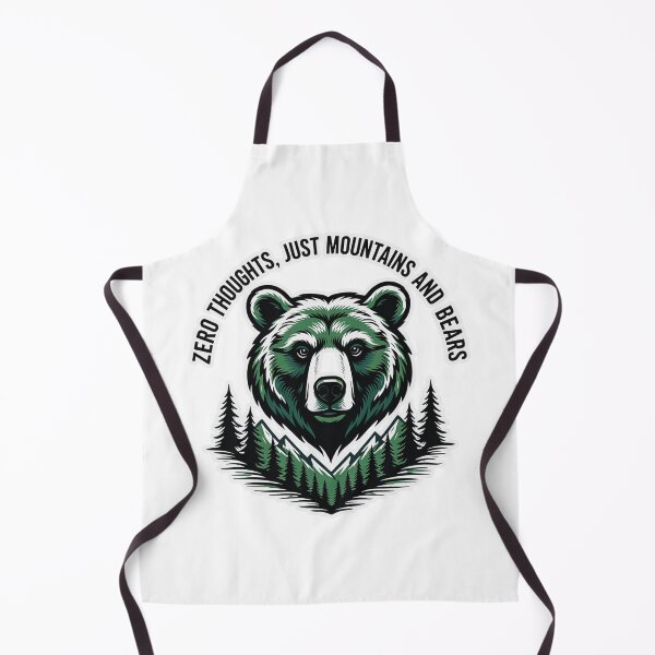Item preview, Vintage Bear Head Illustration with Zero Thoughts, Just Mountains and Bears designed and sold by MerchlyMike.