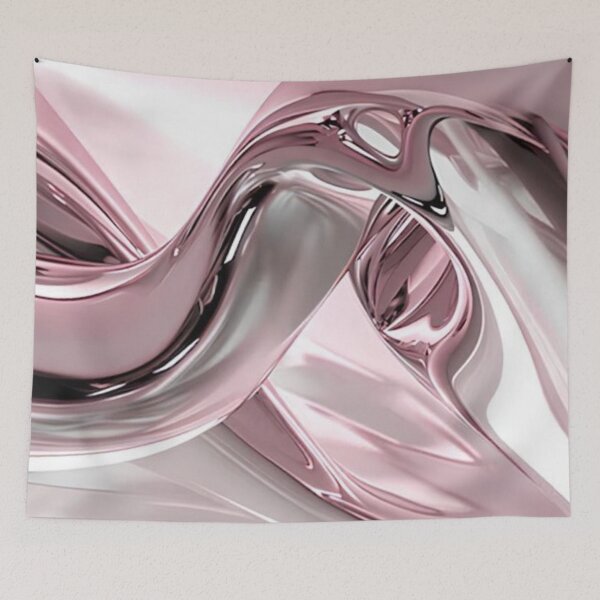 Item preview, Liquid Rose Gold Metallic Waves 3D Chrome Abstract Art designed and sold by LYAN-STORE.