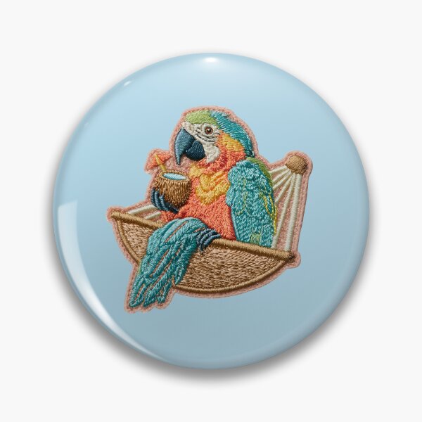 Item preview, Cute Embroidered Macaw on Beach Chair designed and sold by MegaNovaArt.