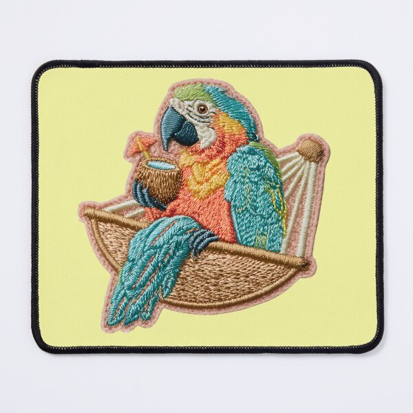 Item preview, Cute Embroidered Macaw on Beach Chair designed and sold by MegaNovaArt.