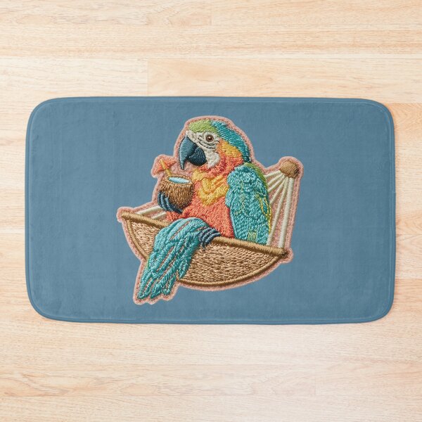 Item preview, Cute Embroidered Macaw on Beach Chair designed and sold by MegaNovaArt.