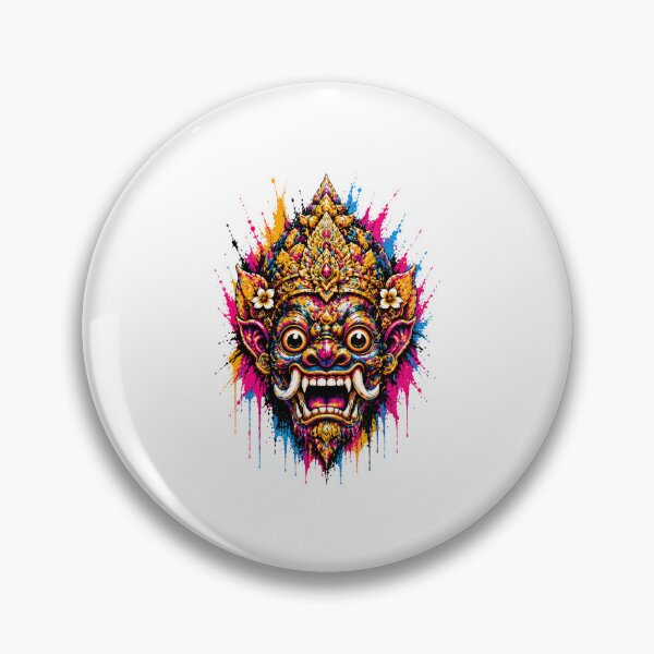 Item preview, Mystic Temple Demon – Neon Thai Guardian Mask Main Tag: designed and sold by filou designs.