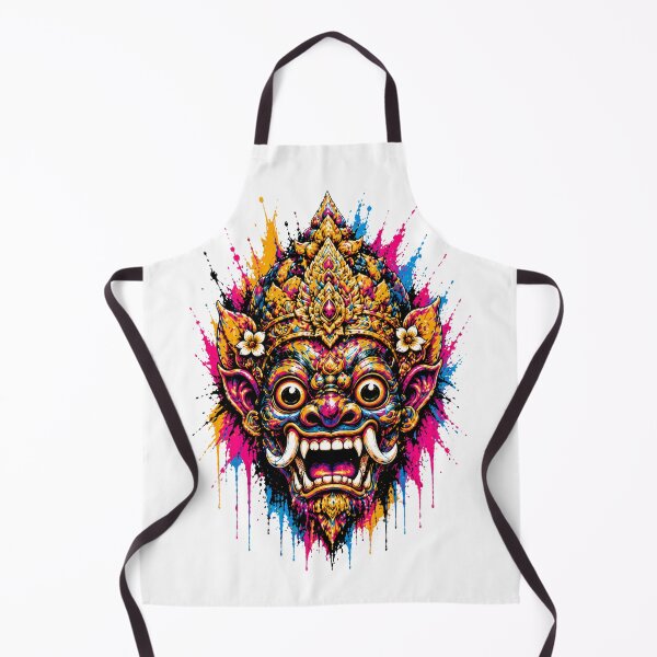 Item preview, Mystic Temple Demon – Neon Thai Guardian Mask Main Tag: designed and sold by filou designs.