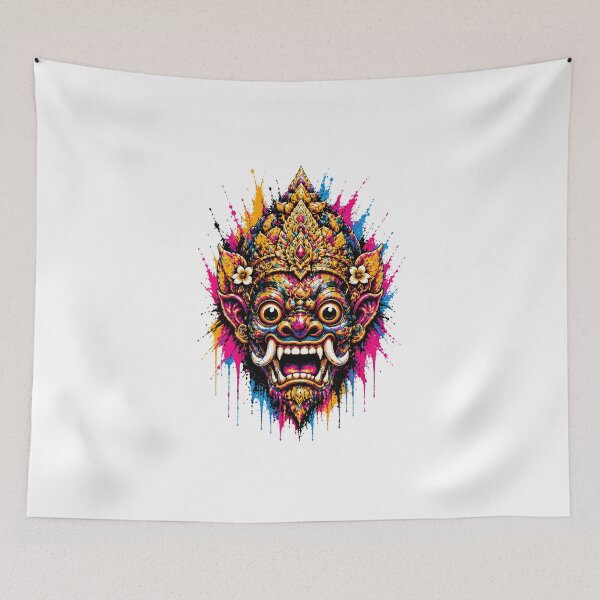 Item preview, Mystic Temple Demon – Neon Thai Guardian Mask Main Tag: designed and sold by filou designs.