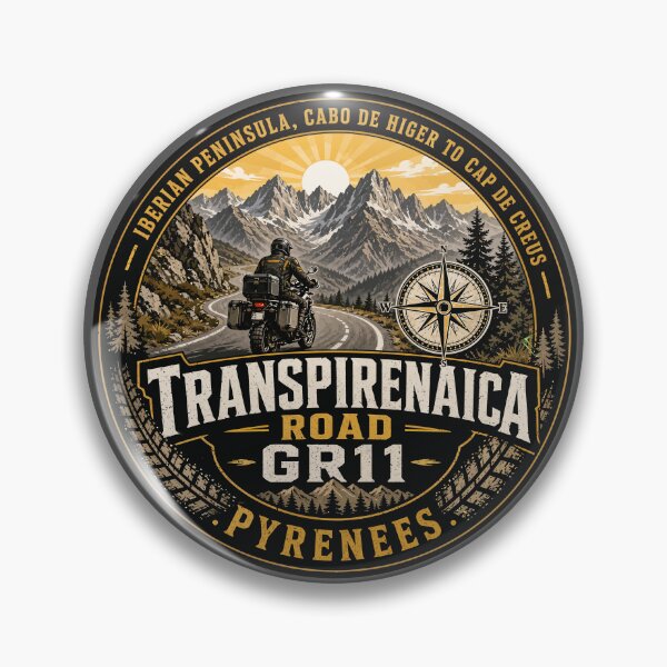Item preview, Transpirenaica GR11 Trans-Pyrenees Motorcycle Road Sticker TShirt 05 designed and sold by OuterShellUK.
