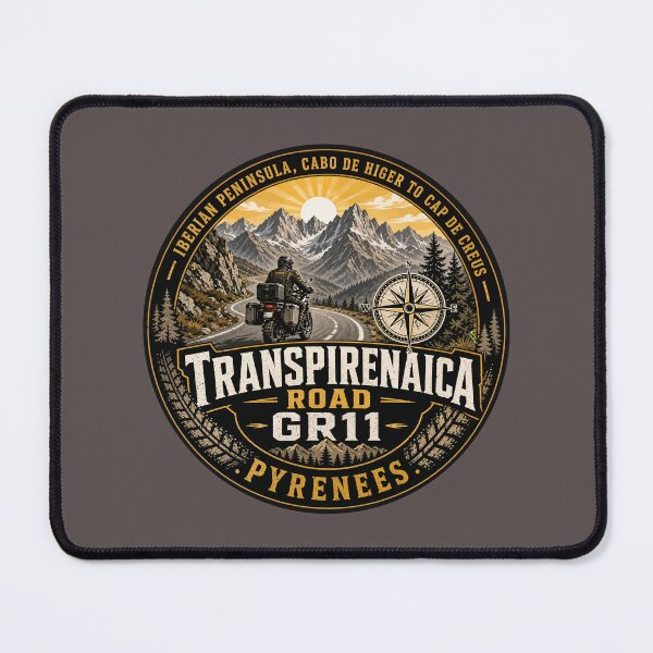 Item preview, Transpirenaica GR11 Trans-Pyrenees Motorcycle Road Sticker TShirt 05 designed and sold by OuterShellUK.