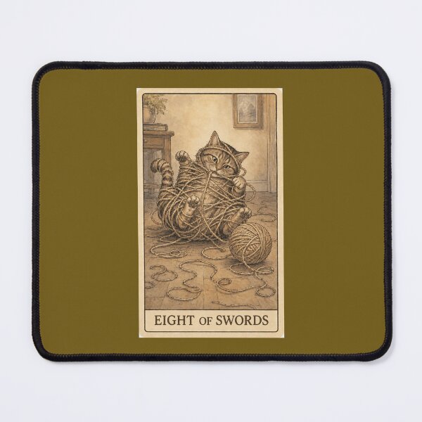 Item preview, Eight of Swords Cat Tarot - Funny Tangled Tabby Yarn Art Print designed and sold by Akros-.