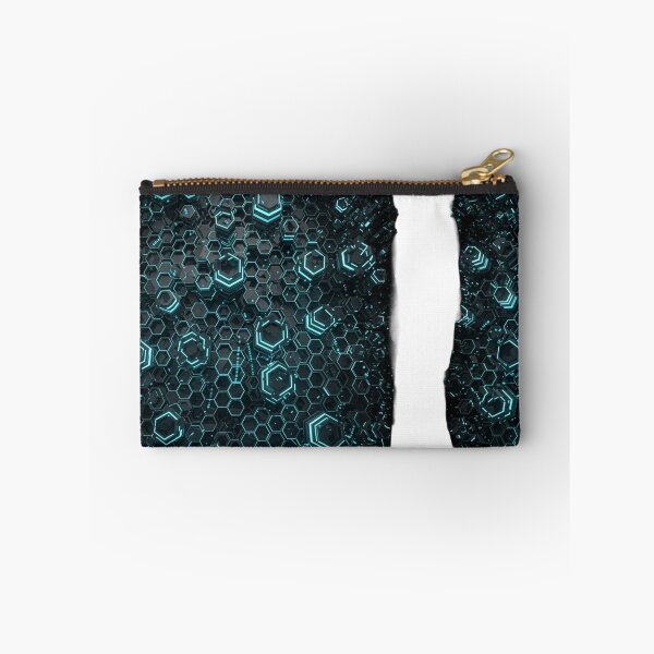 Item preview, Hexagon tech grid neon cyan futuristic texture cyberpunk sci-fi gaming pattern art designed and sold by icemanphotos.