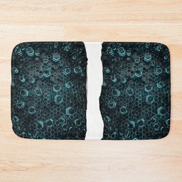 Item preview, Hexagon tech grid neon cyan futuristic texture cyberpunk sci-fi gaming pattern art designed and sold by icemanphotos.