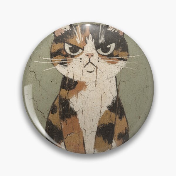 Item preview, Skeptical Calico Cat Raised Brow Folk Art designed and sold by PictorialWhimsy.