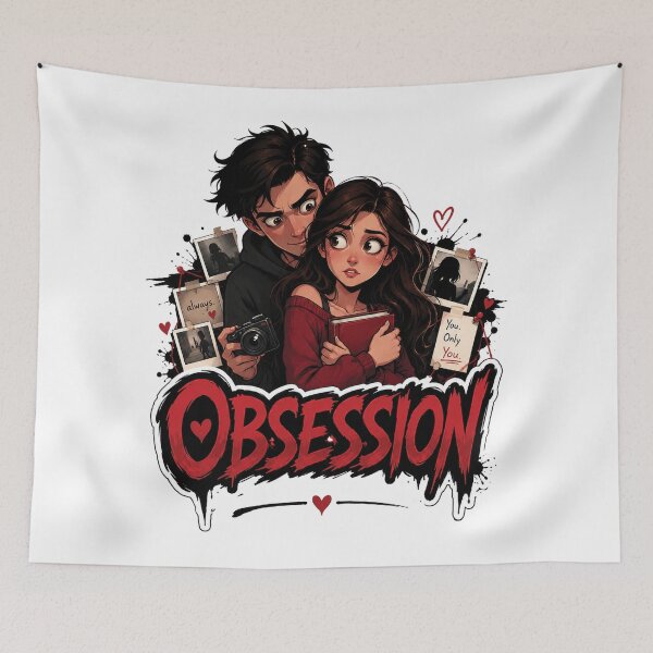 Item preview, Obsession Cartoon Style Movie Poster Design | Dark Love Aesthetic Illustration PNG designed and sold by Graphic Therapist.