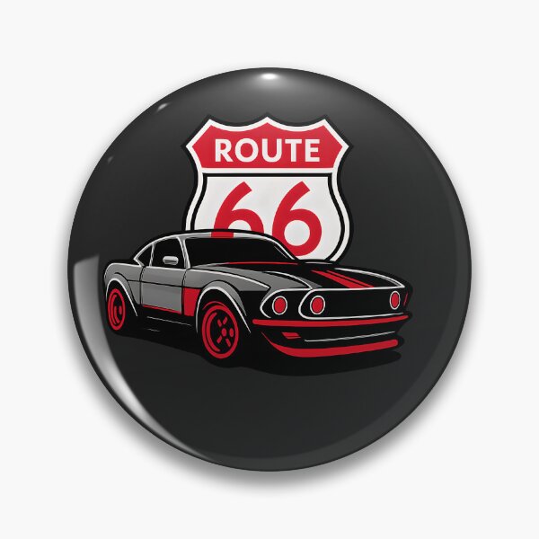 Artikelvorschau, Muscle Car auf der Route 66 – Schwarzer und roter Klassiker entworfen und verkauft von Les-Ink-Studio.