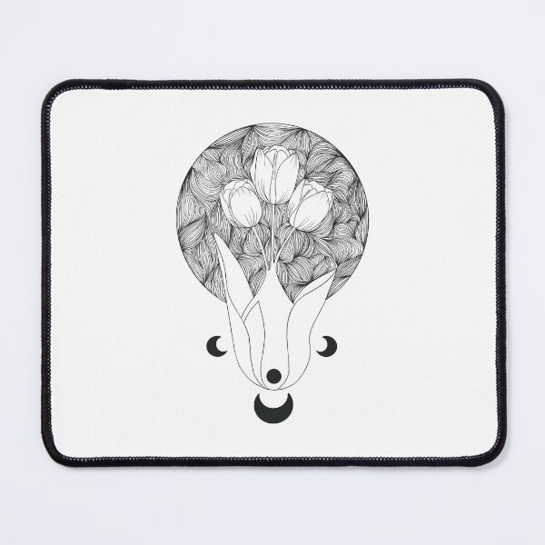 Item preview, Tulip bouquet with surrealist elements, moons and a circle full of lines designed and sold by ArtedeSer.