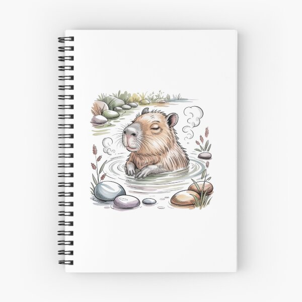 Item preview, Relaxing Capybara in a Hot Spring, Watercolor on a Black Background designed and sold by SharpAura25.