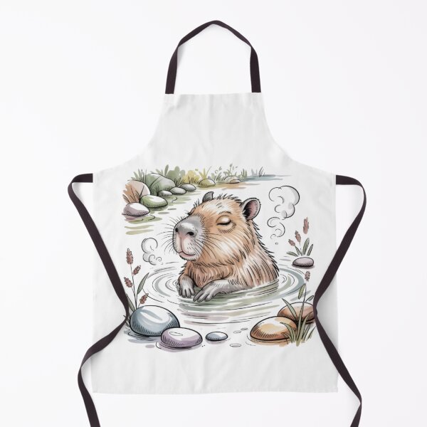 Item preview, Relaxing Capybara in a Hot Spring, Watercolor on a Black Background designed and sold by SharpAura25.
