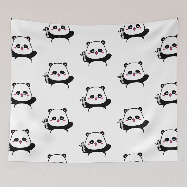 Item preview, Cute Kawaii Panda Holding Bamboo Sticker designed and sold by pensational.
