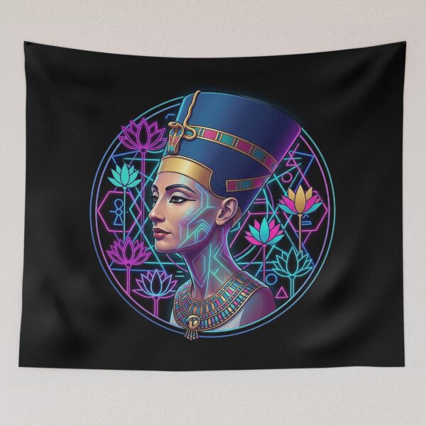 Item preview, Neon Nefertiti Cyberpunk Art | Futuristic Ancient Egypt Queen Design designed and sold by Queen Cleopatra.