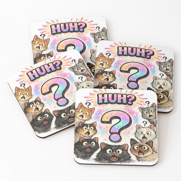 Item preview, HUH Funny Shocked Cat Meme Colorful Humor Confusion Gift designed and sold by irfanshikh.