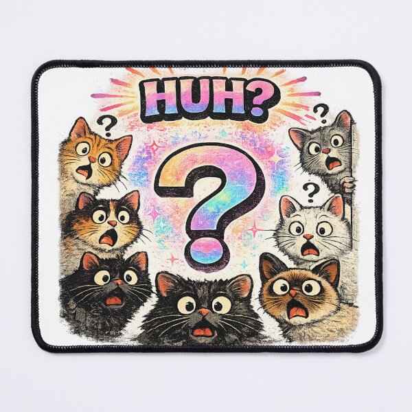 Item preview, HUH Funny Shocked Cat Meme Colorful Humor Confusion Gift designed and sold by irfanshikh.