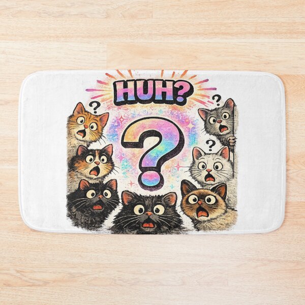 Item preview, HUH Funny Shocked Cat Meme Colorful Humor Confusion Gift designed and sold by irfanshikh.