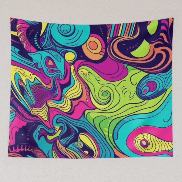 Item preview, Retro 70s Psychedelic Neon Swirl Trippy Abstract Pattern designed and sold by LYAN-STORE.